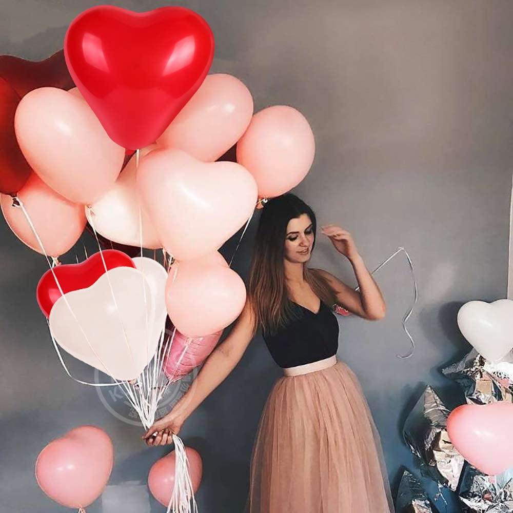 Red & Pink Heart Latex Balloons — Biodegradable, 100-Pack