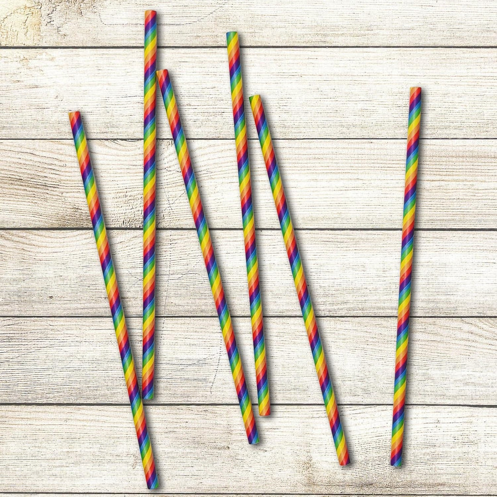 Rainbow Biodegradable Paper Straws — Box of 100