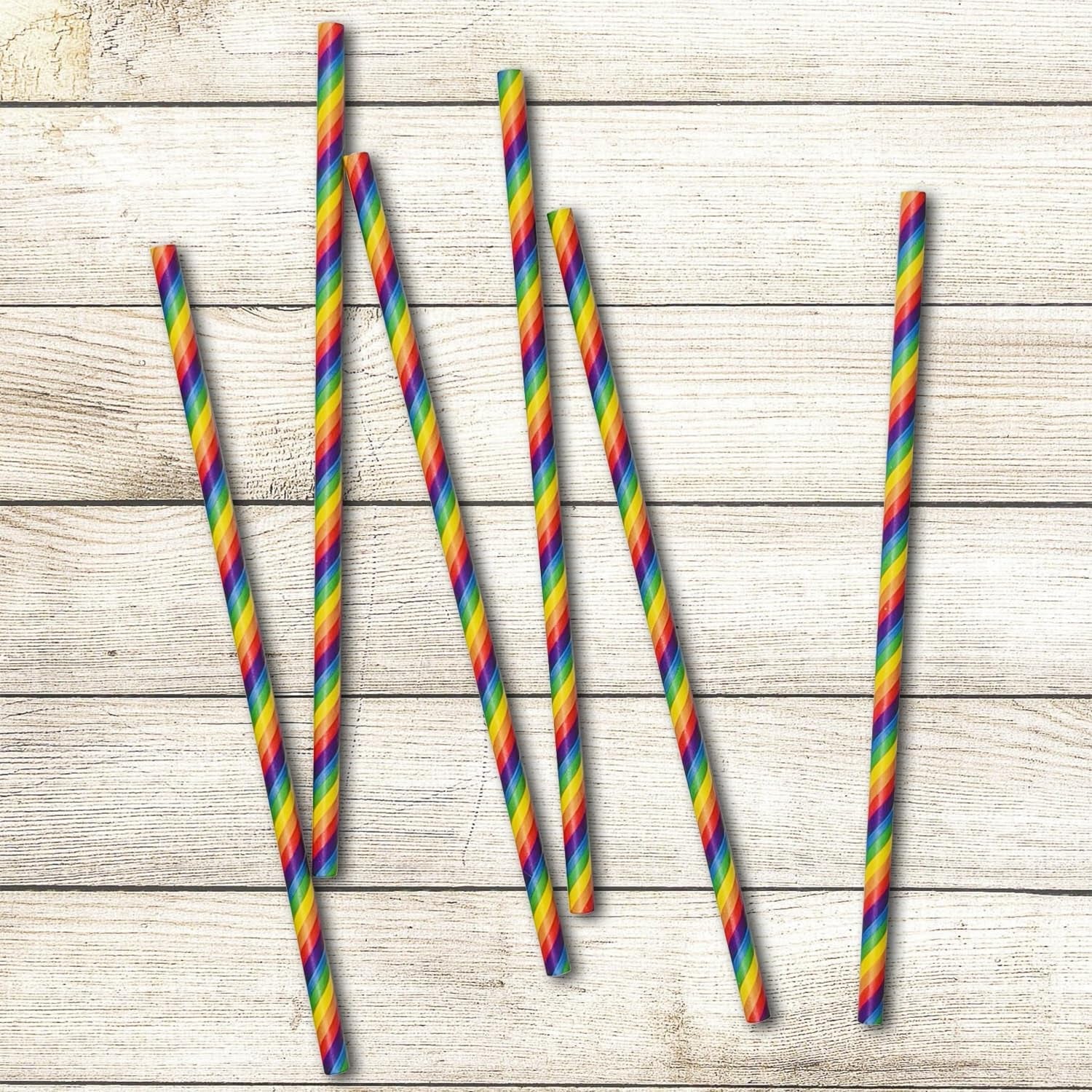 Rainbow Biodegradable Paper Straws — Box of 100