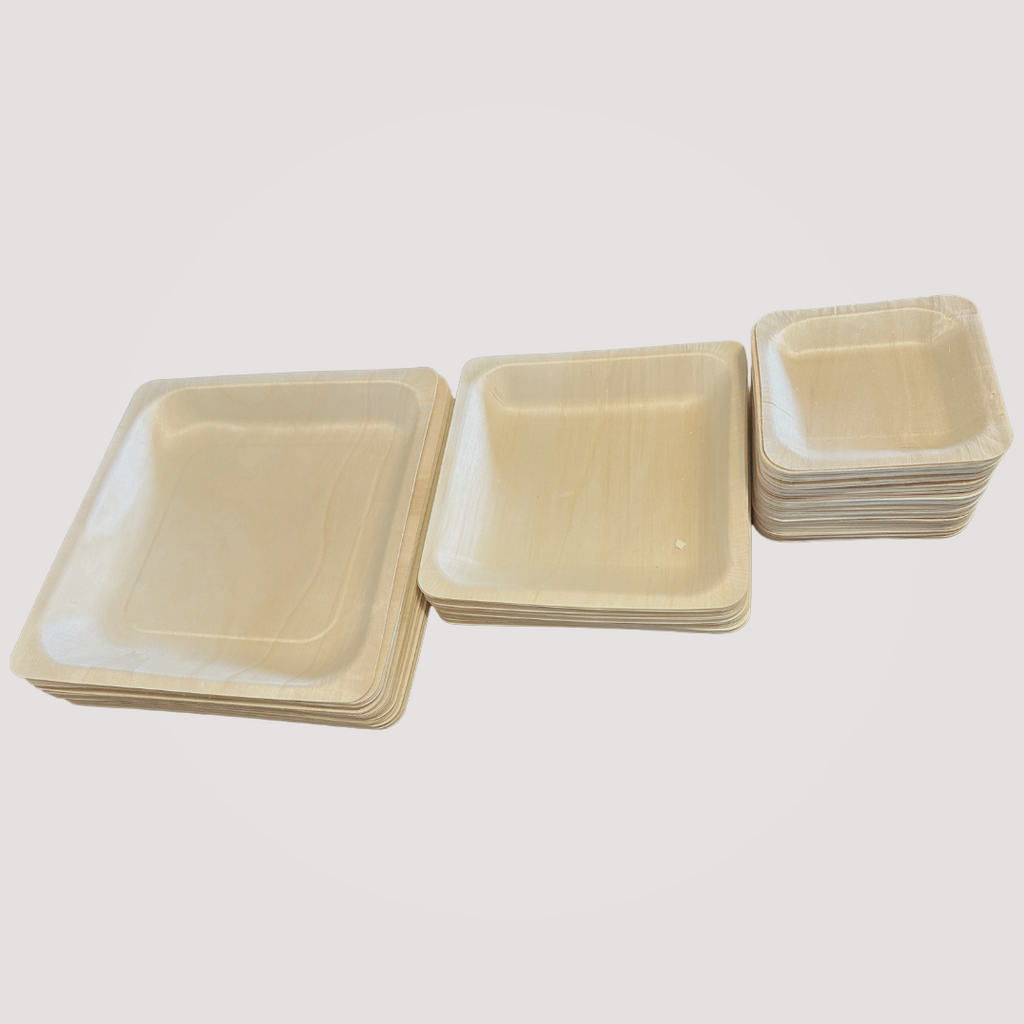 9" Square Wooden Plates | Biodegradable & Compostable | 300-Pack