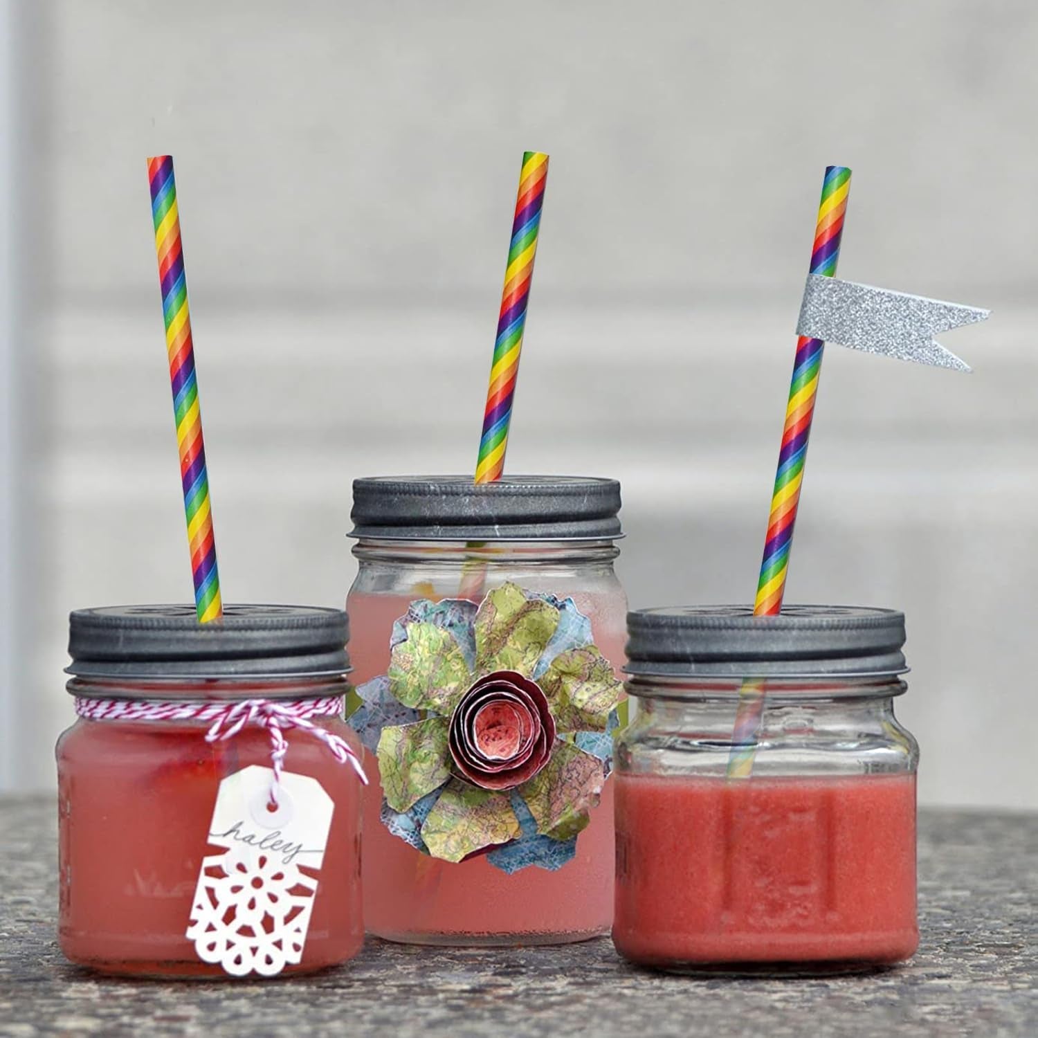 Rainbow Biodegradable Paper Straws — Box of 100