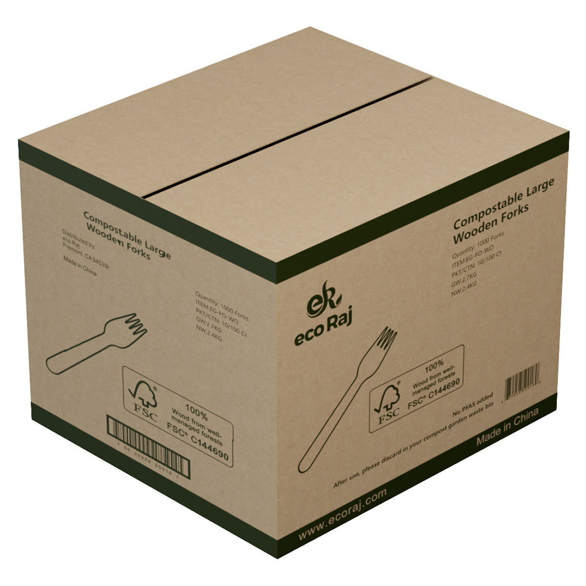 Compostable Birch Wood Forks — 1000-Pack, Full Size