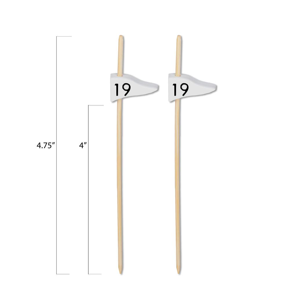 19th Hole Golf Flag Bamboo Cocktail Picks — 4.75", 100 or 1000 Count