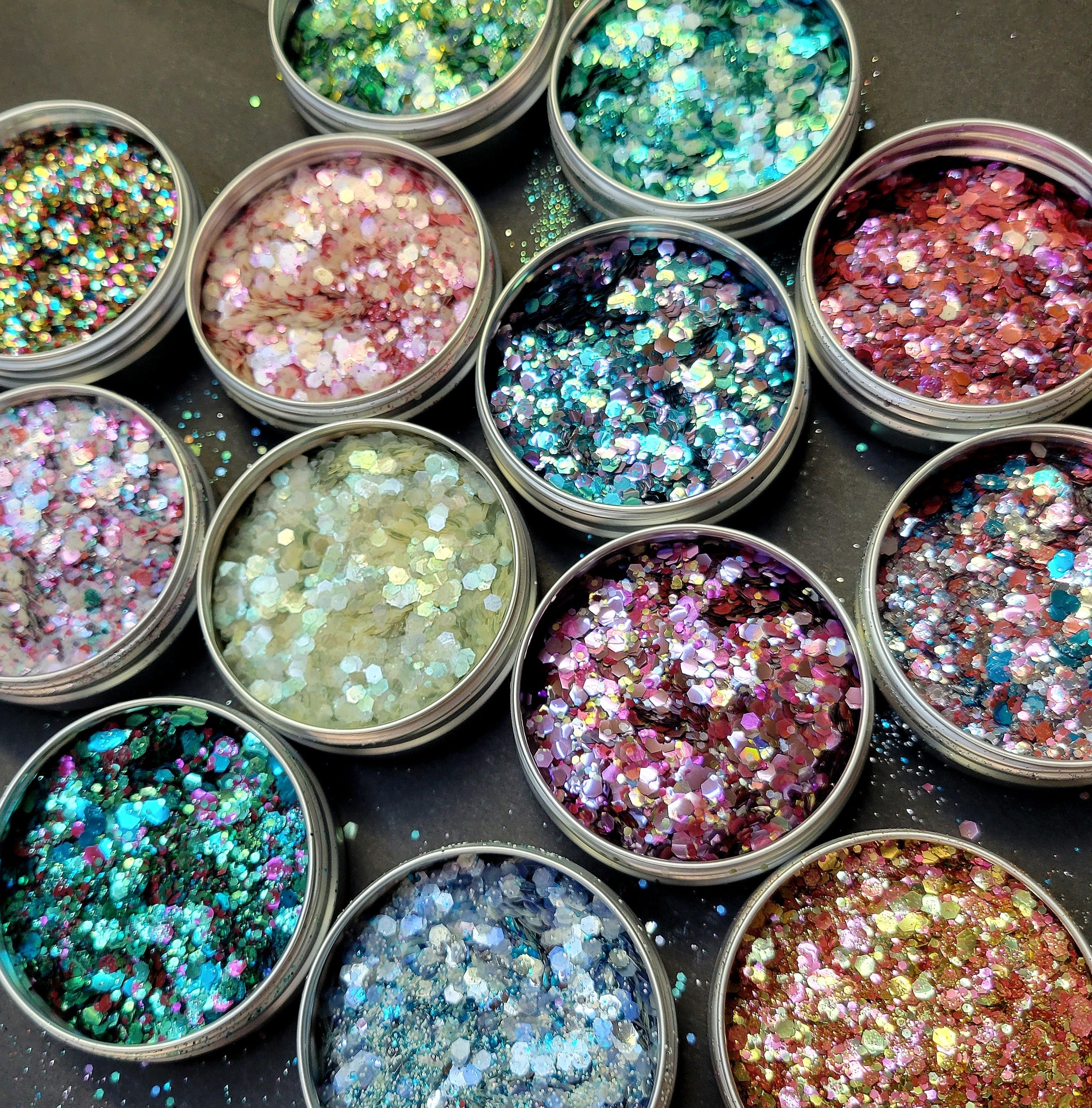 Biodegradable Glitter Blends Sampler — 14 Colors, Eco Cosmetic Grade