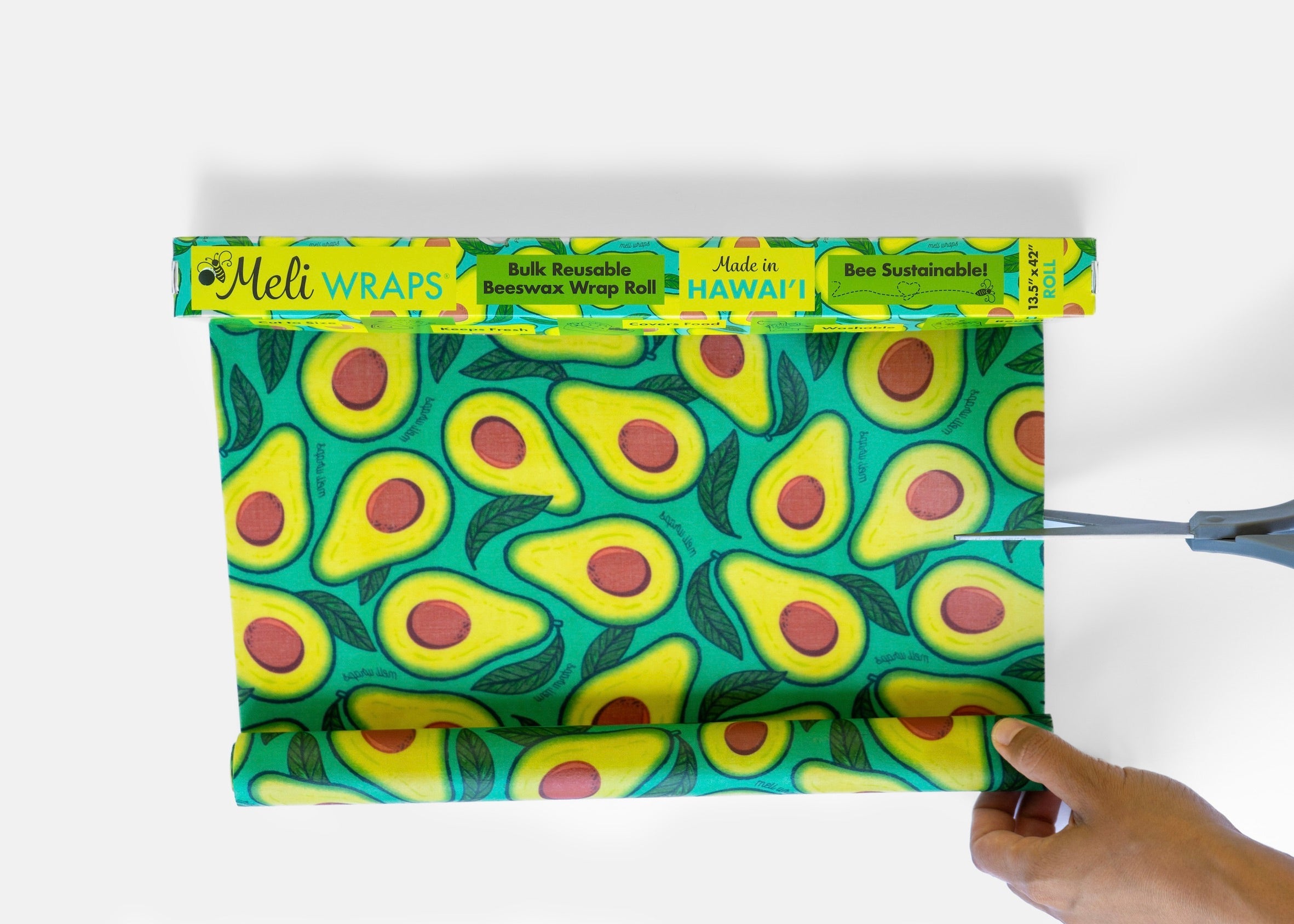 Beeswax Gift Wrap Roll | Reusable as Food Wrap | Avocado Design