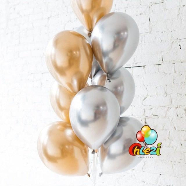Metallic Chrome Latex Balloons — 50 or 100 Count, 5/10/12"