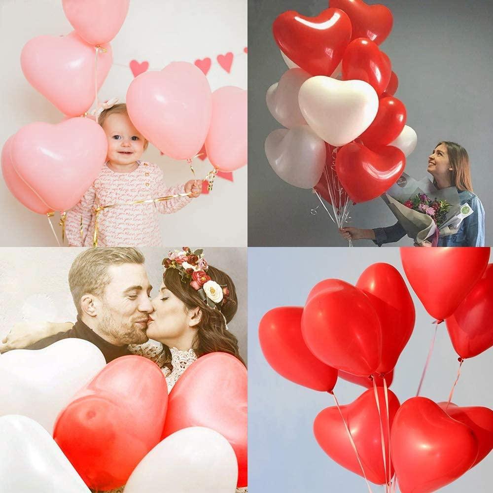 Red & Pink Heart Latex Balloons — Biodegradable, 100-Pack