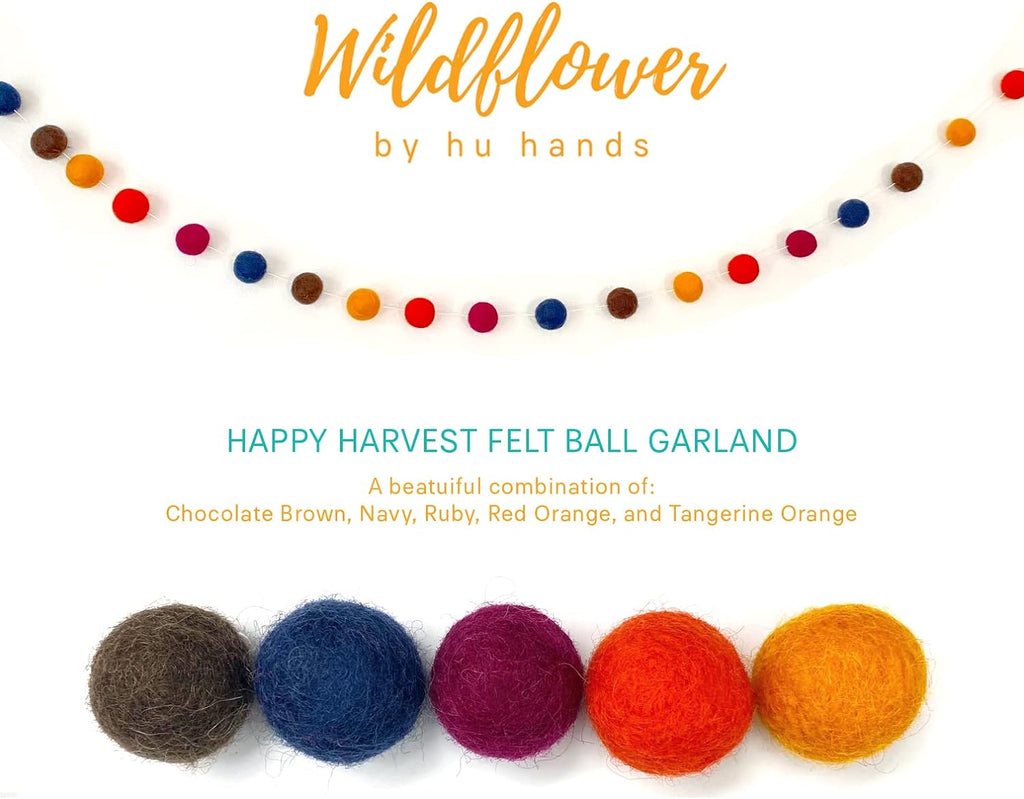 Happy Times Wool Felt Ball Garland — 50 Balls, 5 Colors