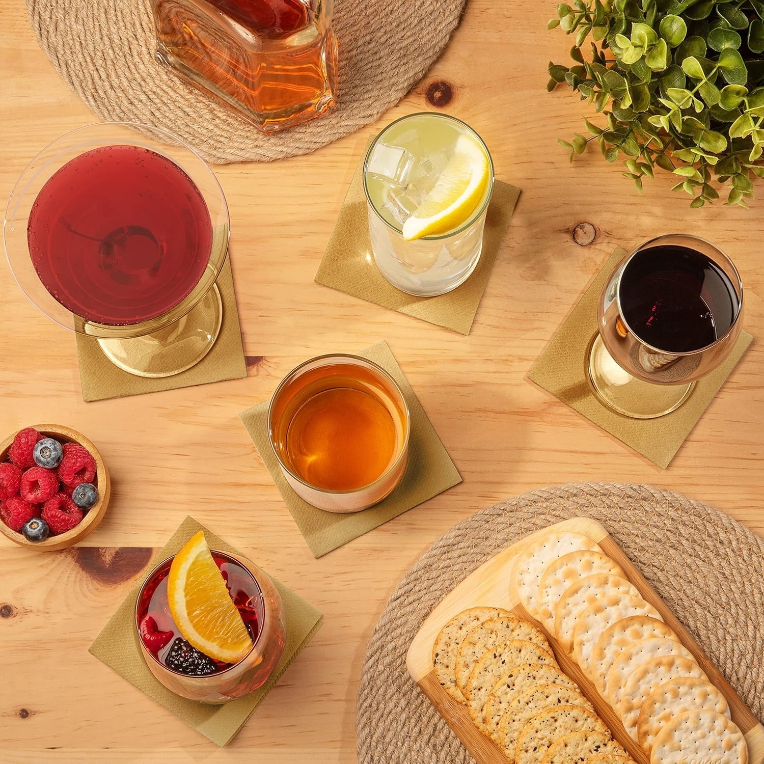 Linen-Feel Cocktail Napkins — Biodegradable, 50-Pack, 4.75"