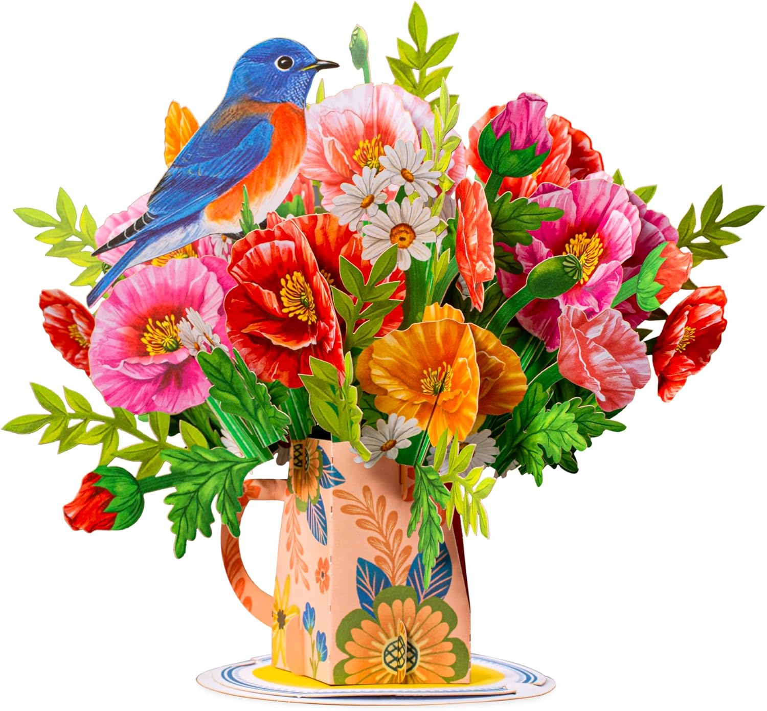 Poppy Blooms 3D Pop-Up Flower Bouquet Card | Laser-Cut Floral