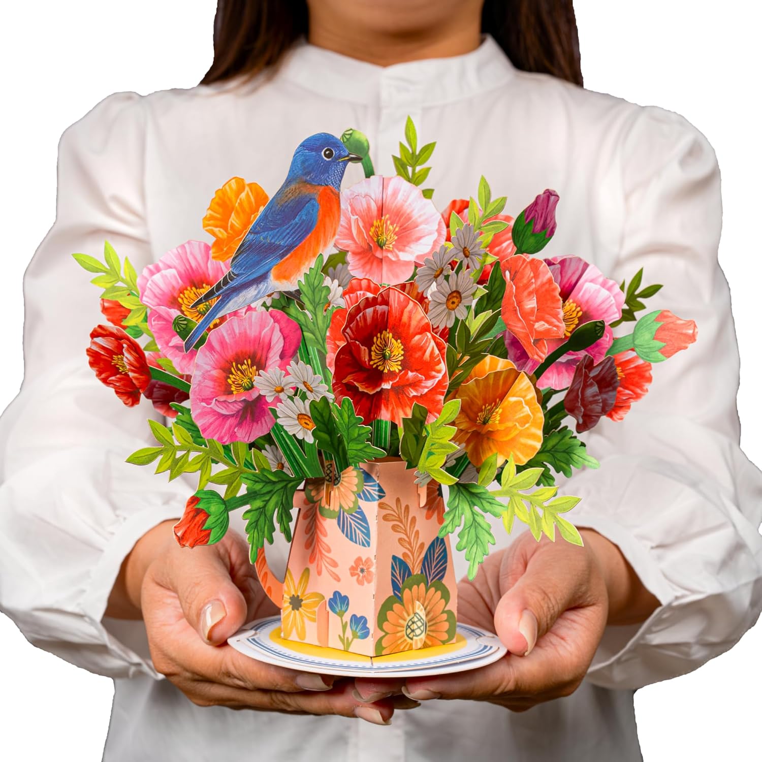 Poppy Blooms 3D Pop-Up Flower Bouquet Card | Laser-Cut Floral