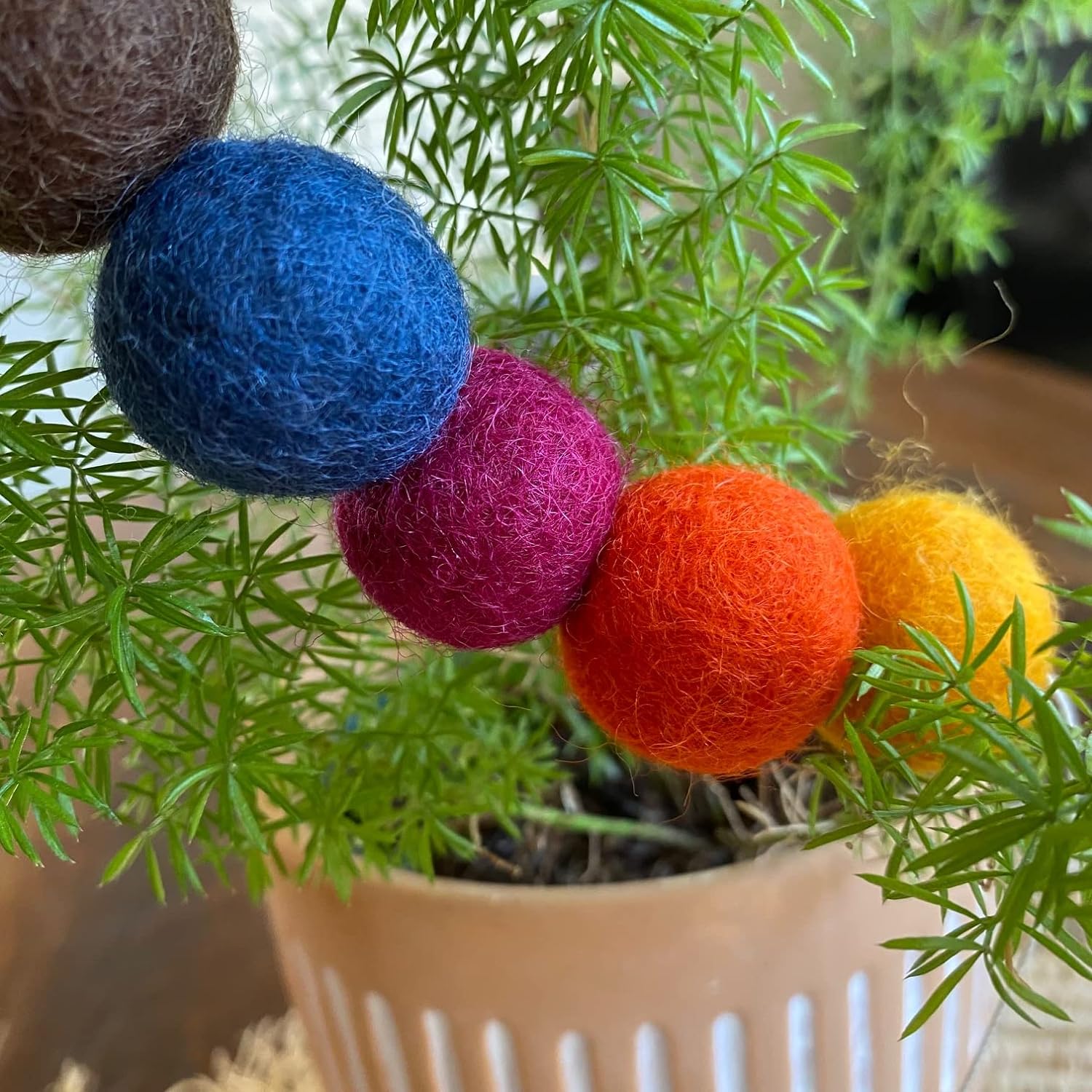 Happy Times Wool Felt Ball Garland — 50 Balls, 5 Colors