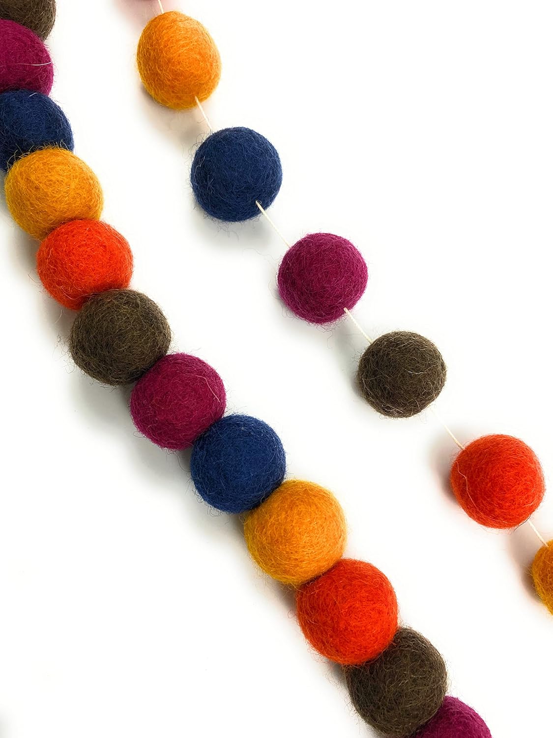 Happy Times Wool Felt Ball Garland — 50 Balls, 5 Colors