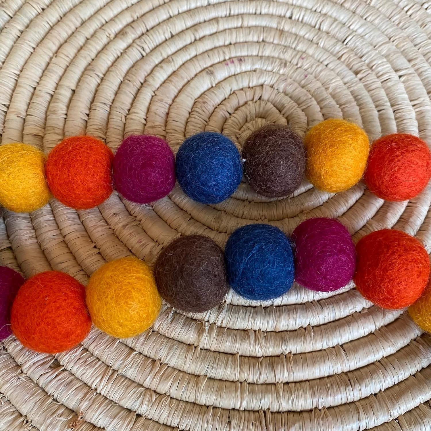 Happy Times Wool Felt Ball Garland — 50 Balls, 5 Colors