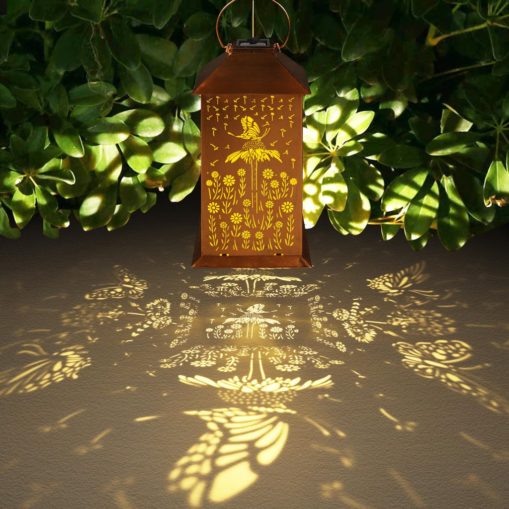 Butterfly Solar Lantern — Outdoor Waterproof LED, Copper Metal