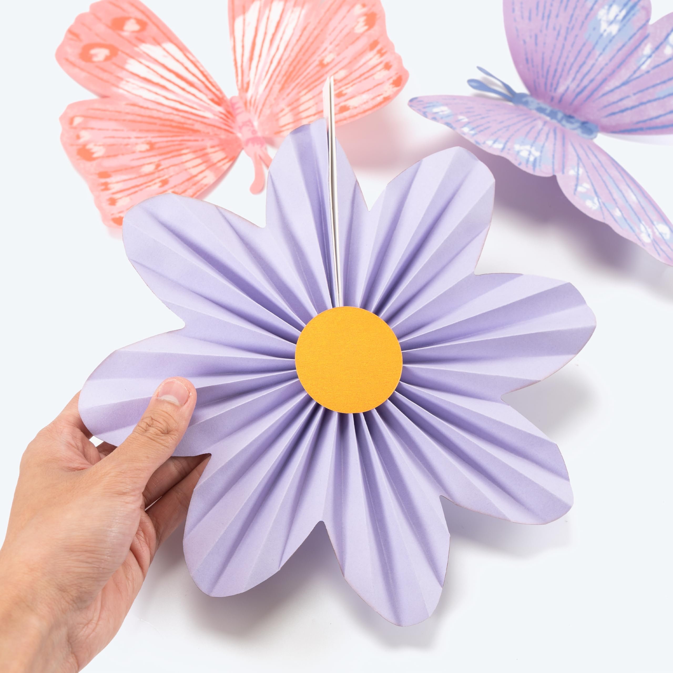 Floral & Butterfly Party Decorations — Pastel Paper, 12-Piece Set