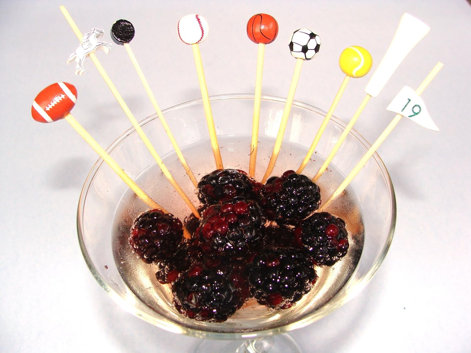 Basketball Bamboo Cocktail Picks — 4.75", 100 or 1000 Count