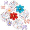 Floral & Butterfly Party Decorations — Pastel Paper, 12-Piece Set