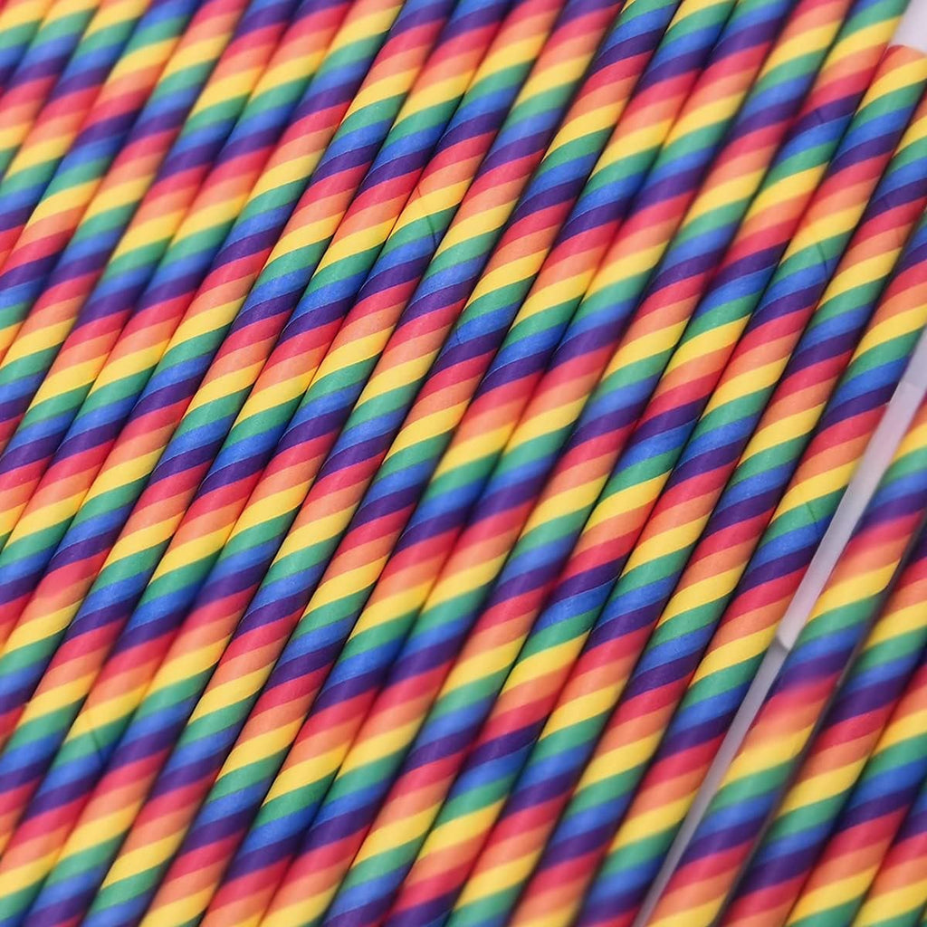 Rainbow Biodegradable Paper Straws — Box of 100