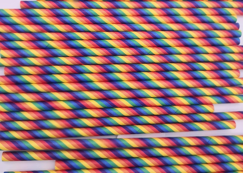 Rainbow Biodegradable Paper Straws — Box of 100