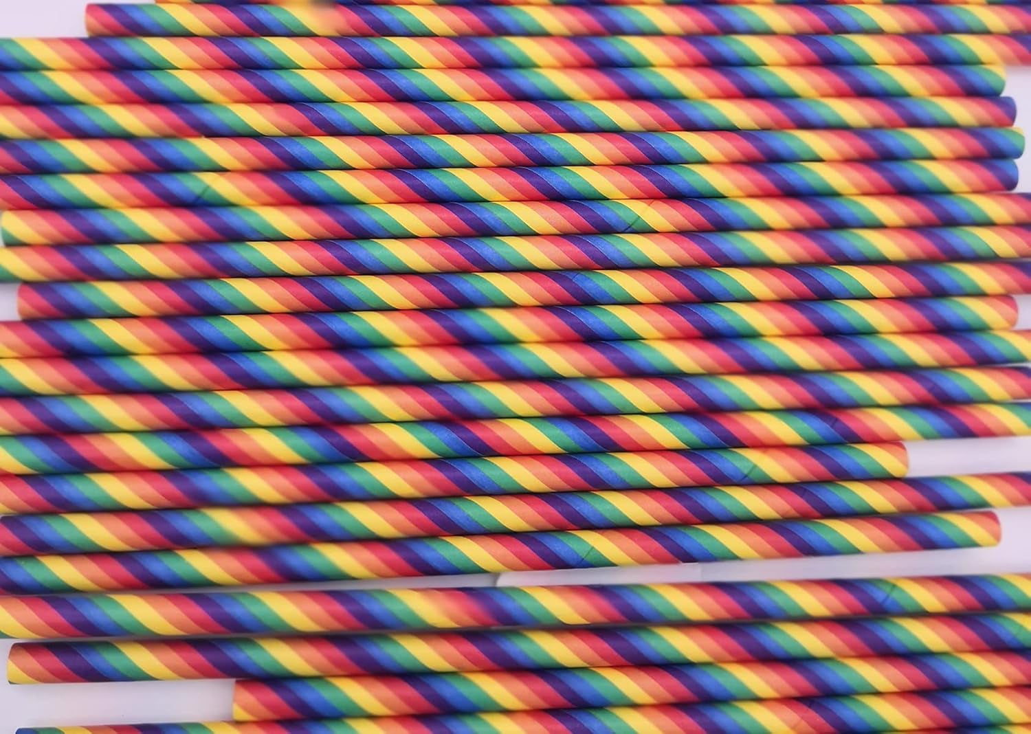 Rainbow Biodegradable Paper Straws — Box of 100