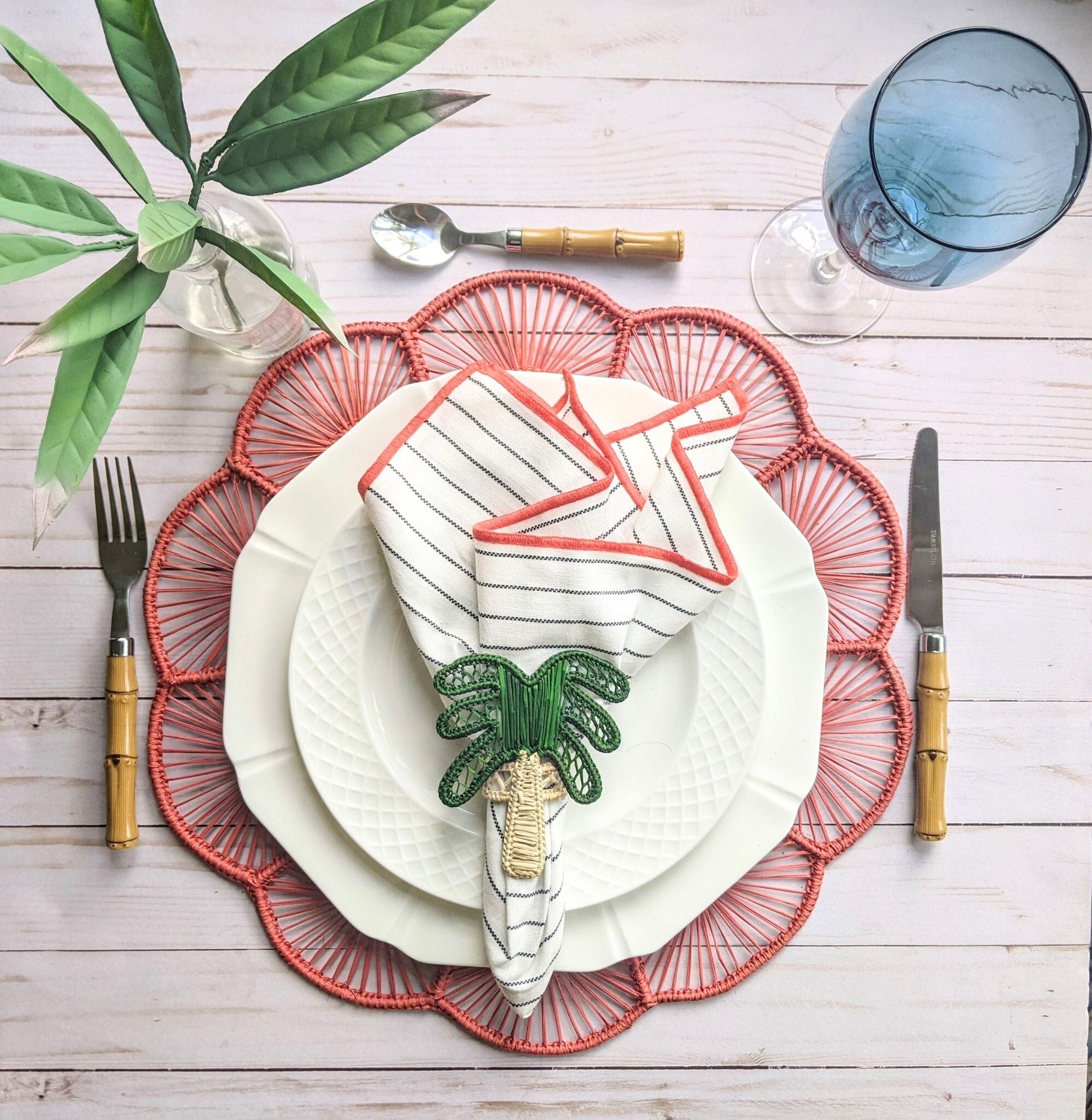 Petal Perfection Handwoven Iraca Palm Placemat | 15"