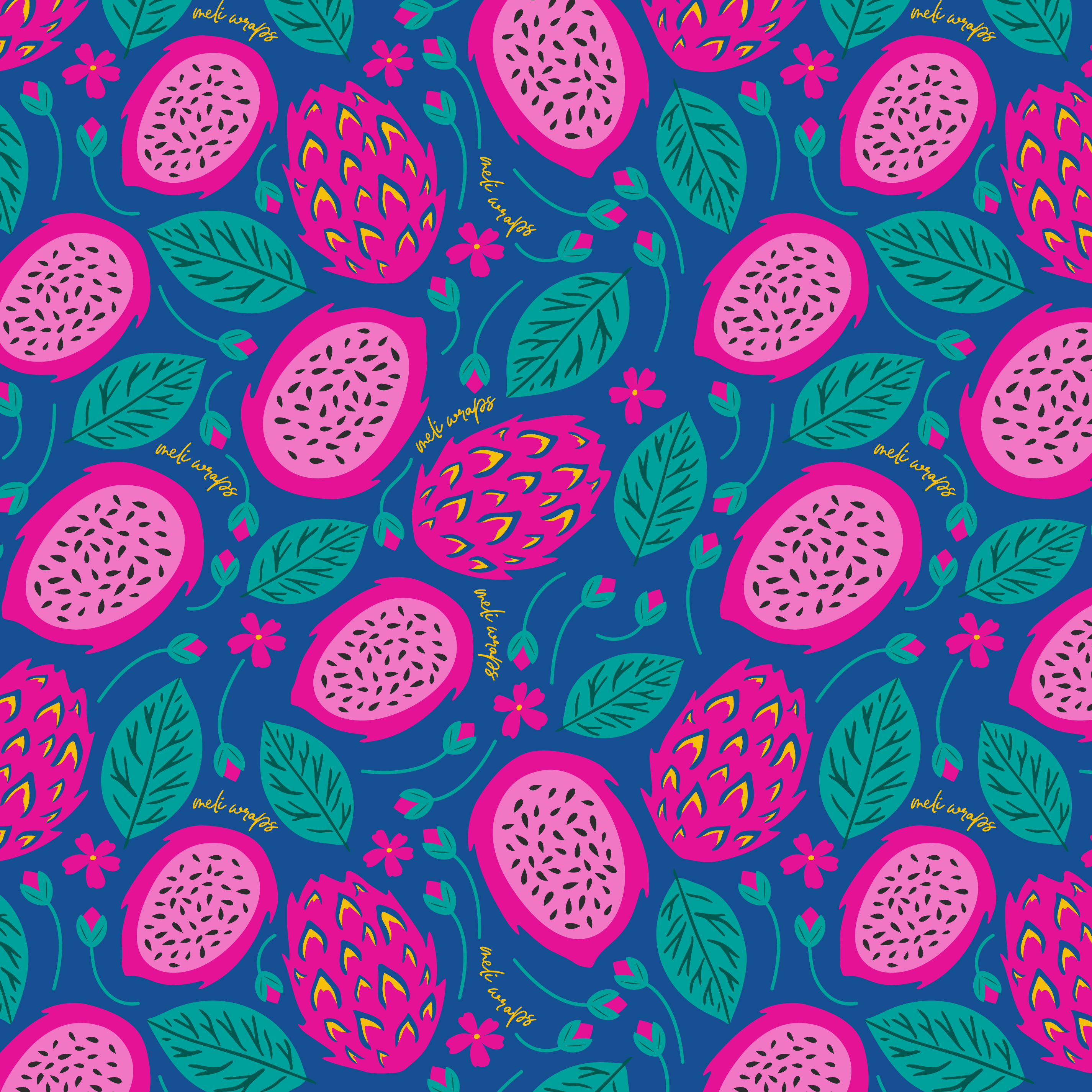 Beeswax Gift Wrap Roll | Reusable as Food Wrap | Dragonfruit Design