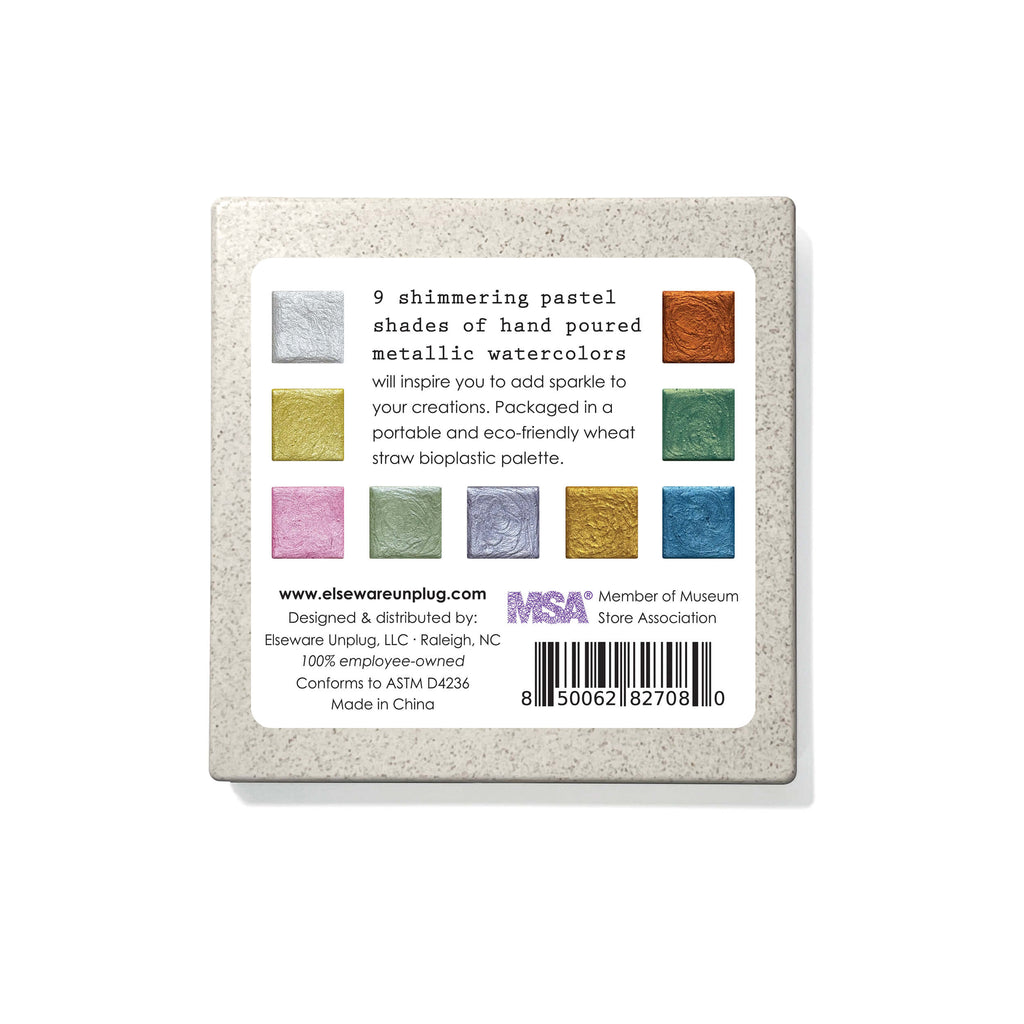 Metallic Watercolor Paints | 9 Shimmering Colors | Wheat Straw Packaging