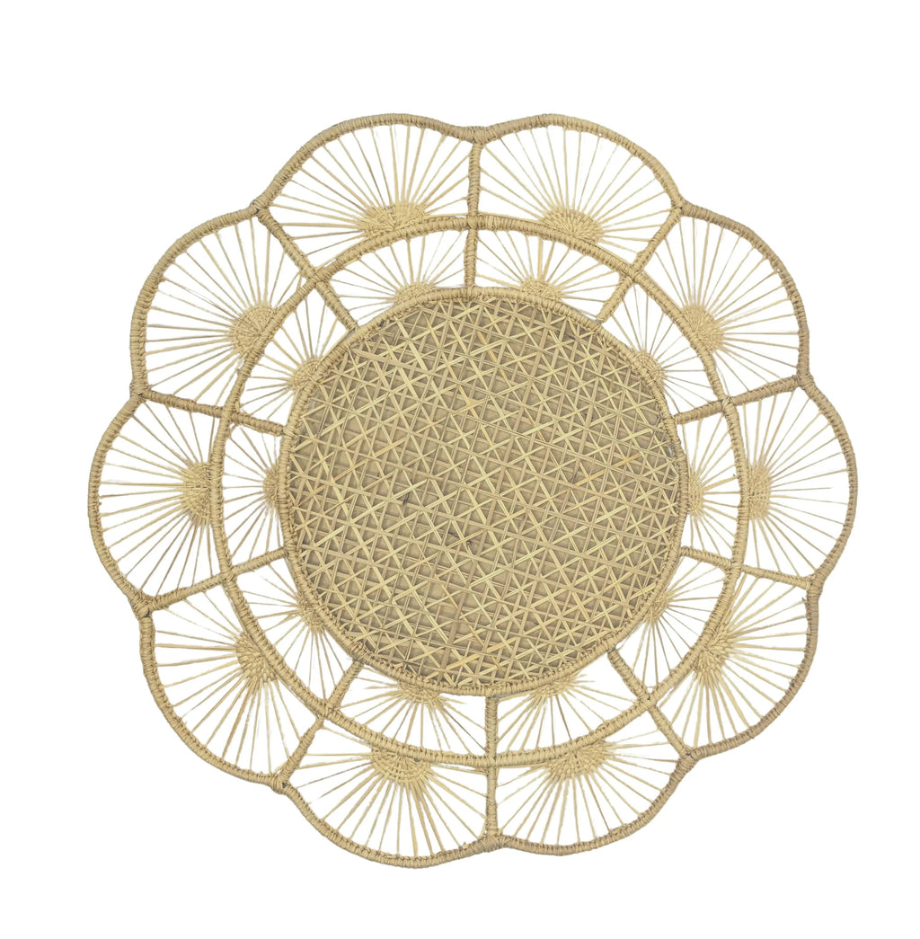 Petal Perfection Handwoven Iraca Palm Placemat | 15"