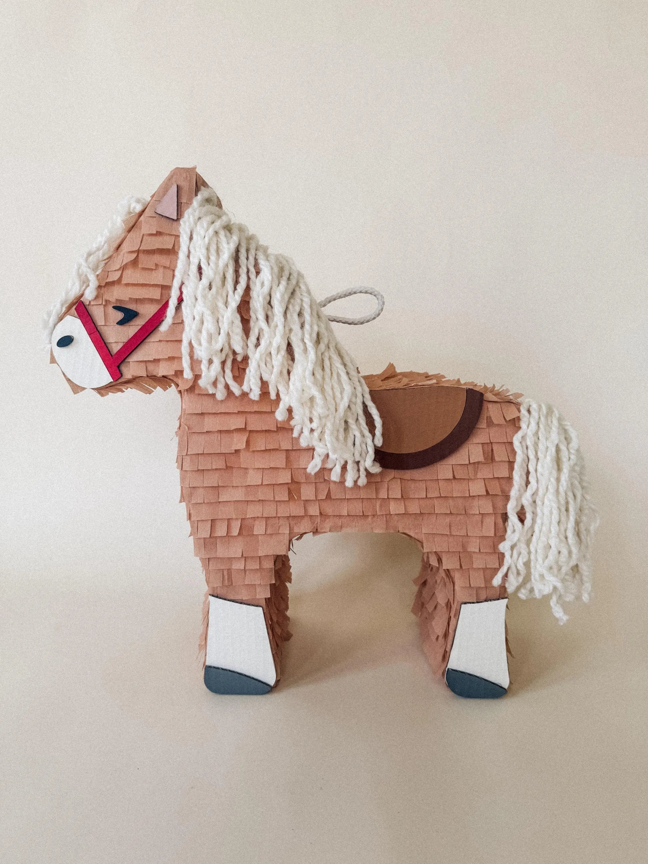 Birthday Horse Piñata — Handmade, 22", String Mane
