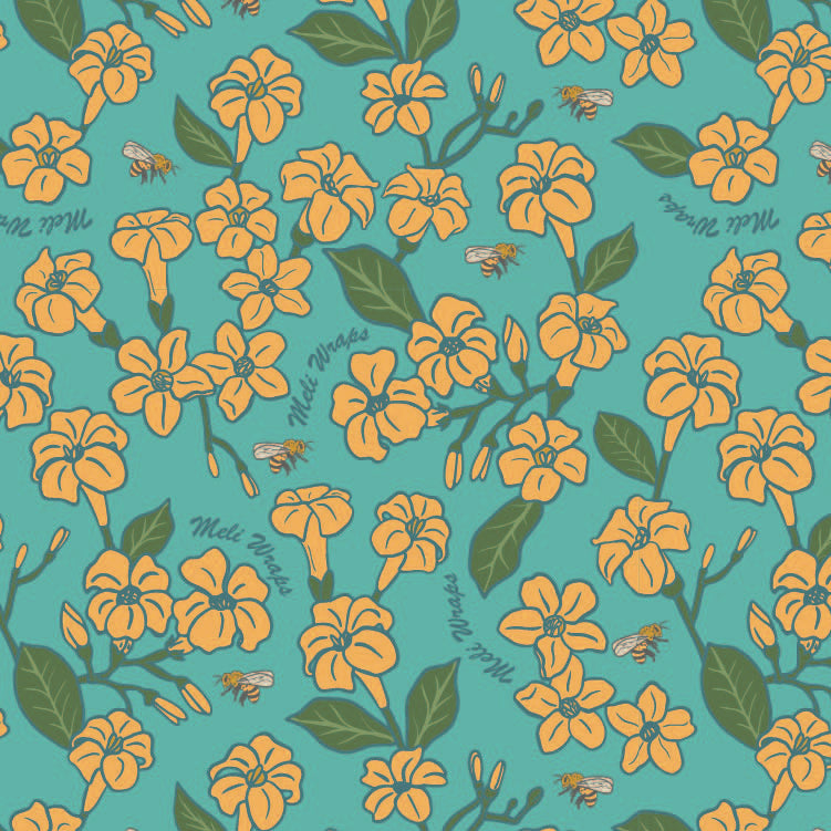 Beeswax Gift Wrap Roll | Reusable Food Wrap Too | Hawaiian Floral & Bee Design