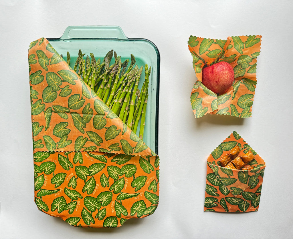 Beeswax Gift Wrap Roll | Reusable as Food Wrap | Hawaiian Taro Leaf Design