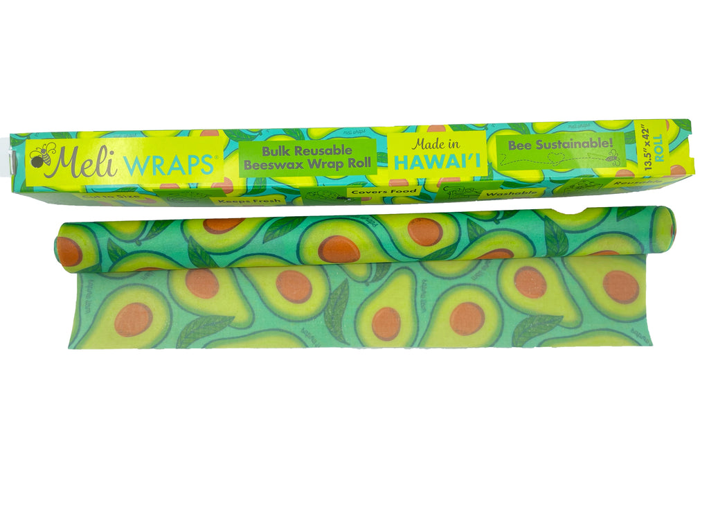 Beeswax Gift Wrap Roll | Reusable as Food Wrap | Avocado Design