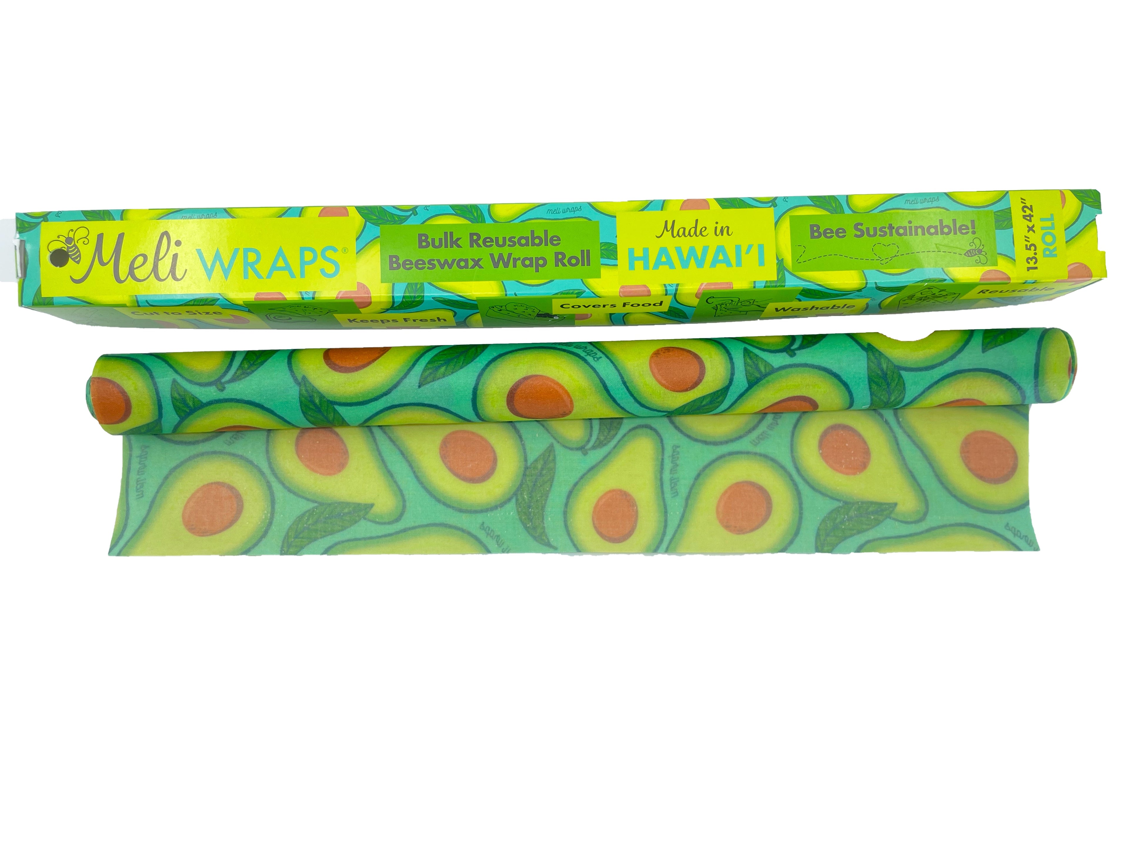 Beeswax Gift Wrap Roll | Reusable as Food Wrap | Avocado Design