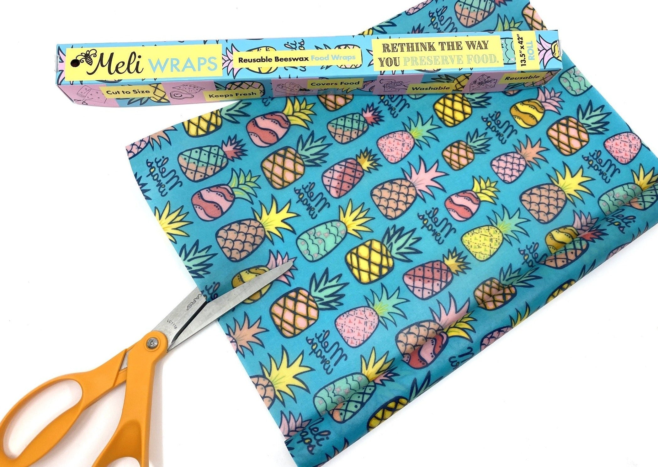 Beeswax Gift Wrap Roll | Reusable as Food Wrap | Pineapple Design