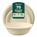 Compostable Sugarcane Dinnerware Set | 75-Piece | Plates & Bowls