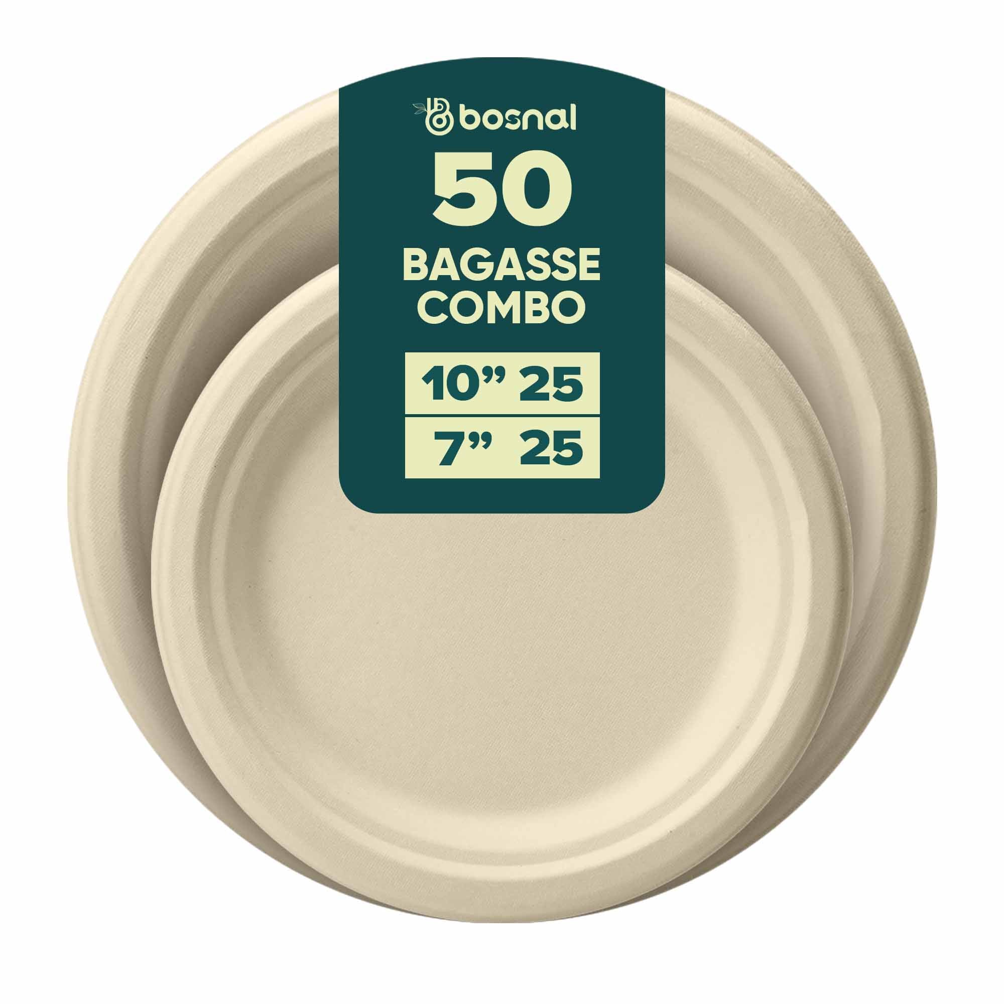 Compostable Sugarcane Plates — 10" & 7" Round Set | Bagasse