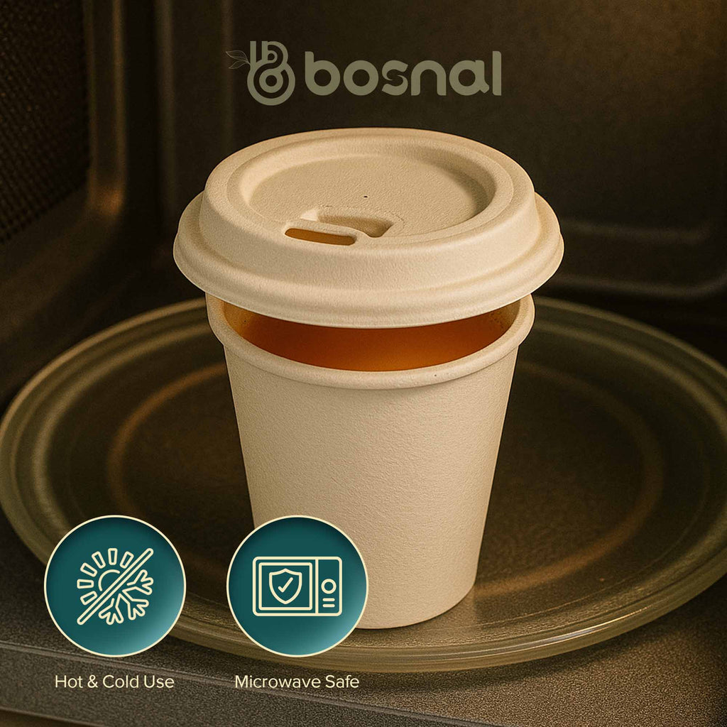 Compostable Sugarcane Cups & Lids | 8oz