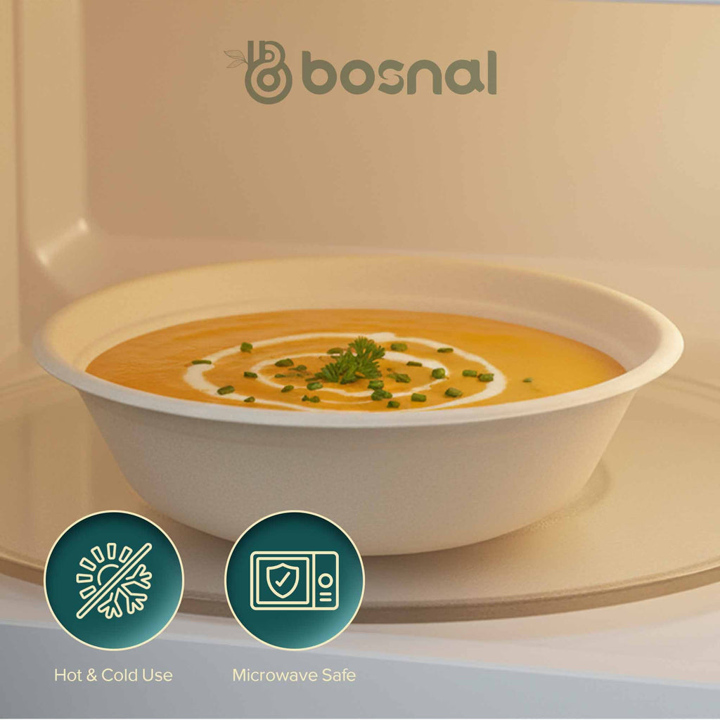 Compostable Sugarcane Bowls – 32 oz | Round | Pack of 50 or 100
