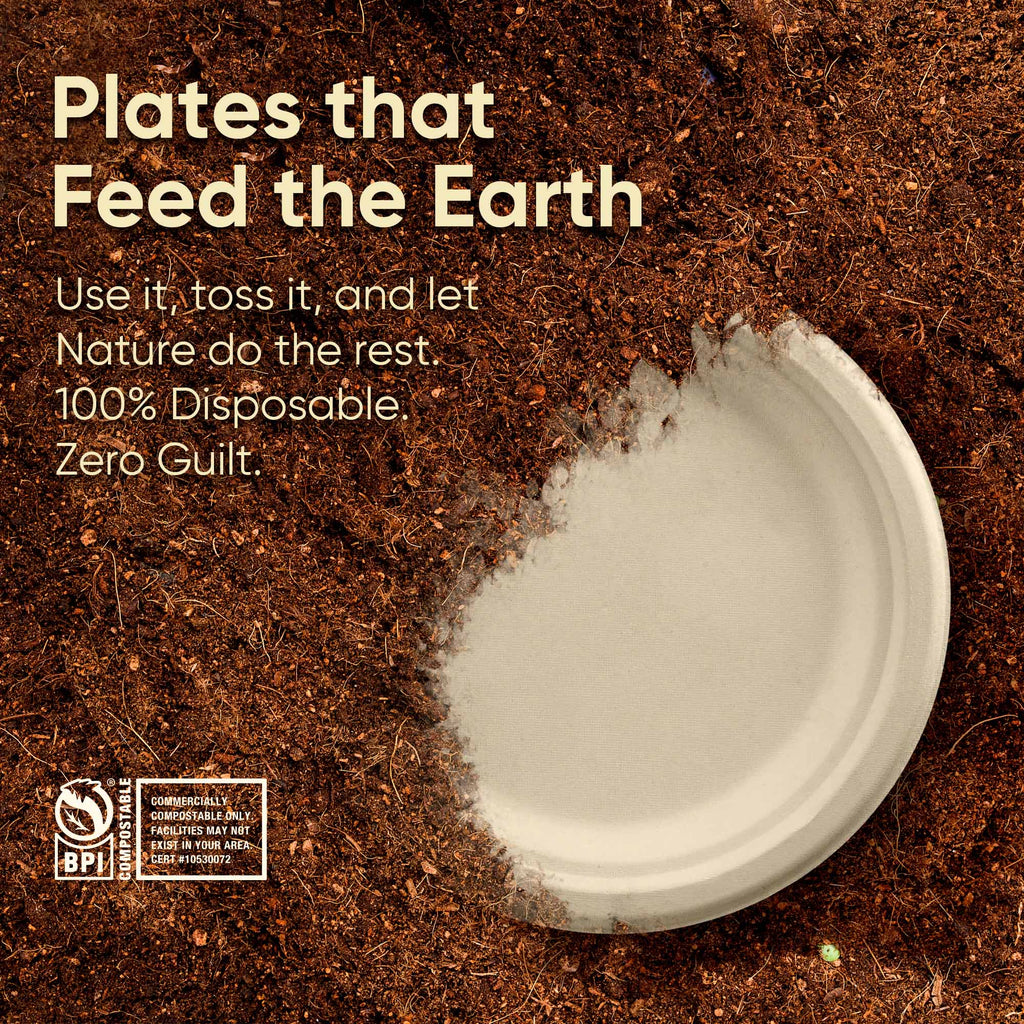 Compostable Sugarcane Plates | 10" Round