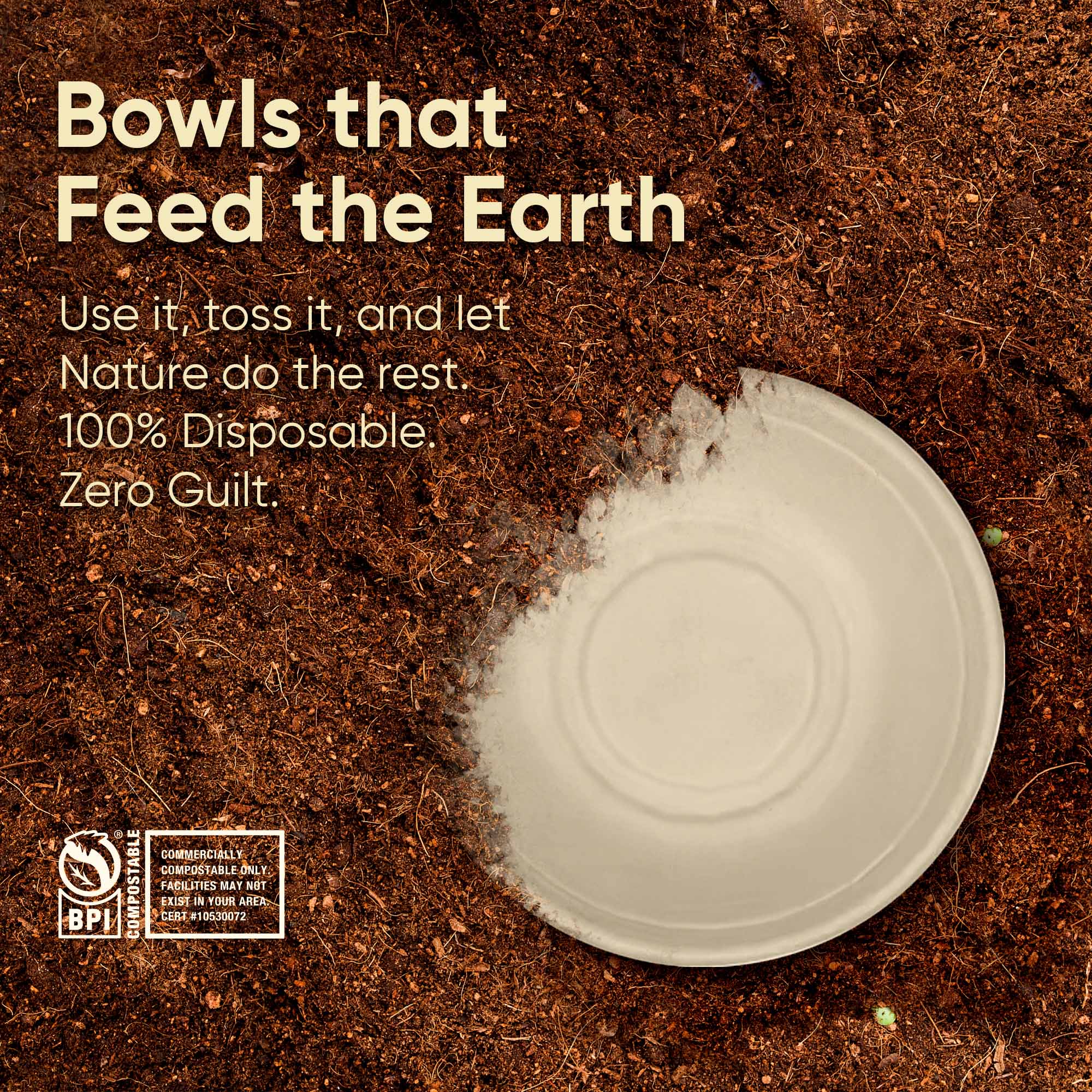 Compostable Sugarcane Bowls – 32 oz | Round | Pack of 50 or 100