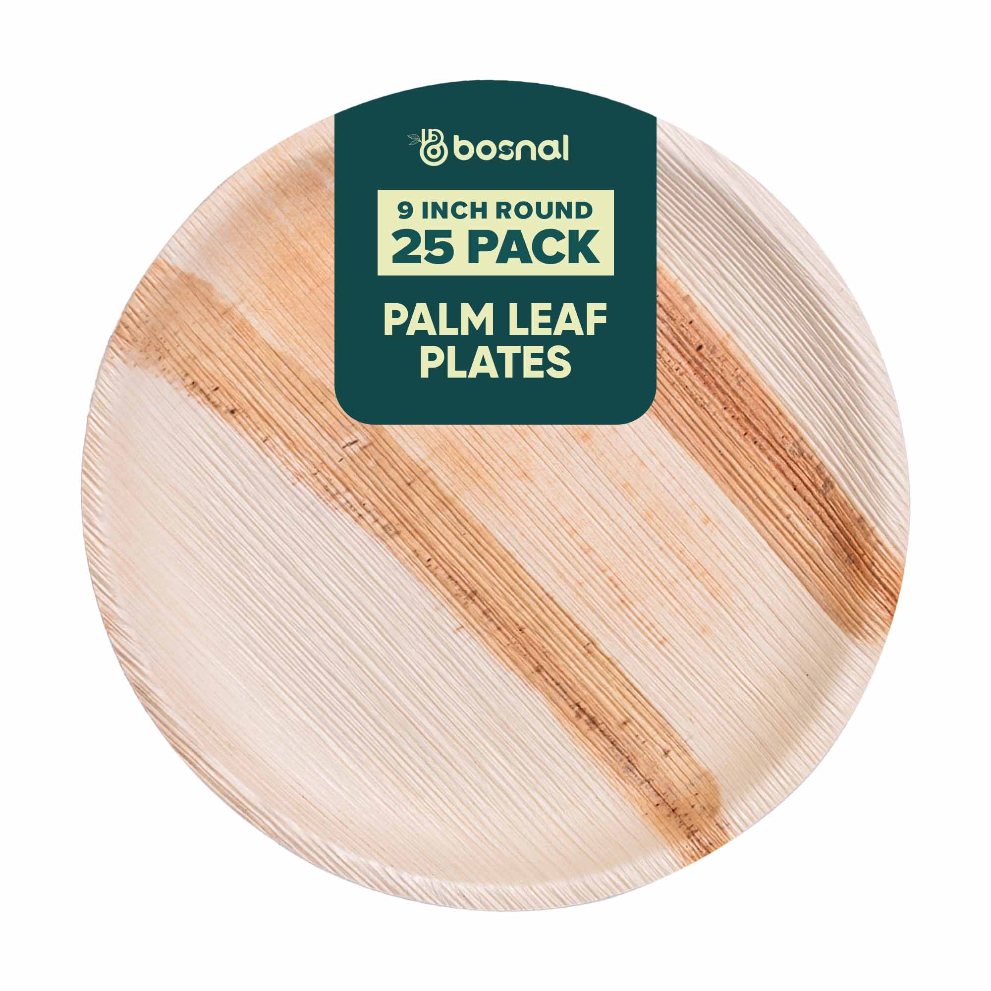 Natural Palm Leaf Plates — 9" Round