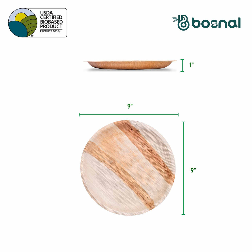 Natural Palm Leaf Plates — 9" Round
