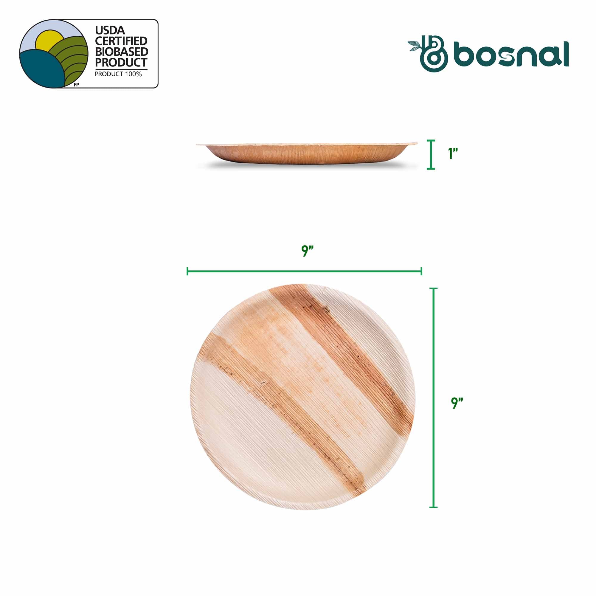 Natural Palm Leaf Plates — 9" Round
