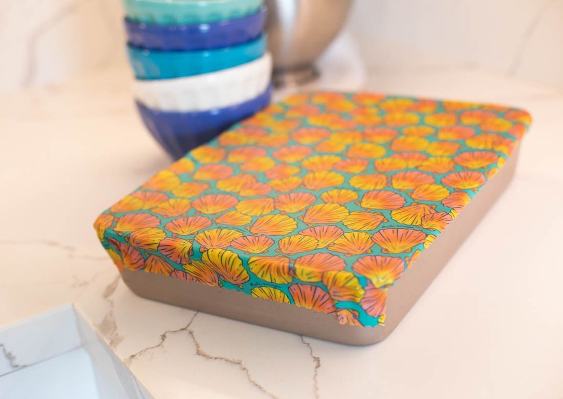 Beeswax Gift Wrap Roll + Cutlery Set Bundle | Reusable as Food Wrap | Shells Design
