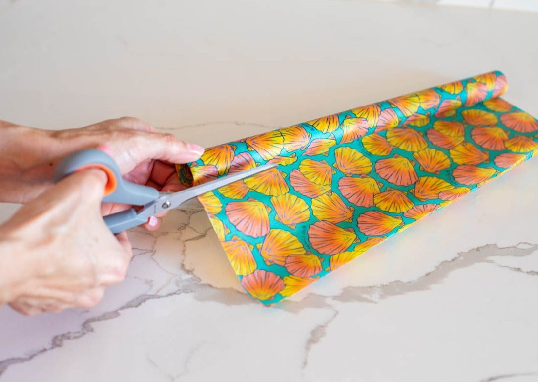Beeswax Gift Wrap Roll | Reusable as Food Wrap | Shells Design