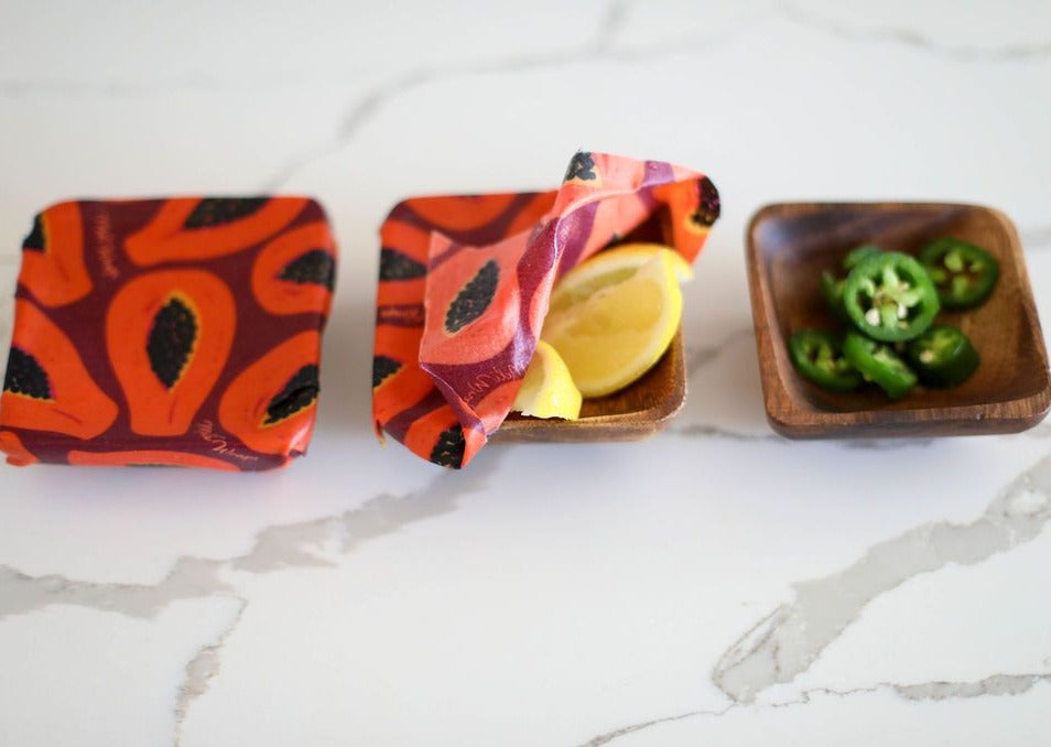 Beeswax Gift Wrap Roll | Reusable as Food Wrap | Purple Papaya Design
