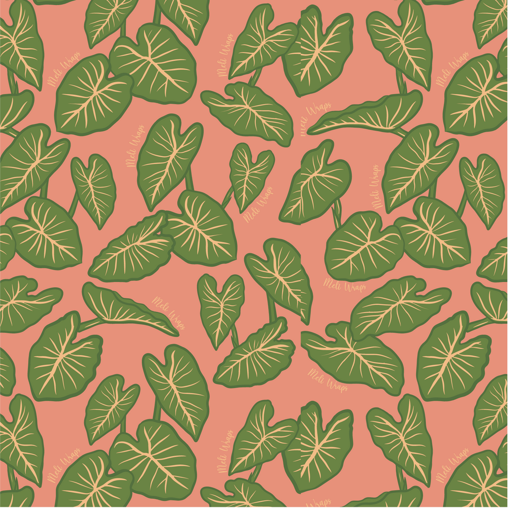 Beeswax Gift Wrap Roll | Reusable as Food Wrap | Hawaiian Taro Leaf Design