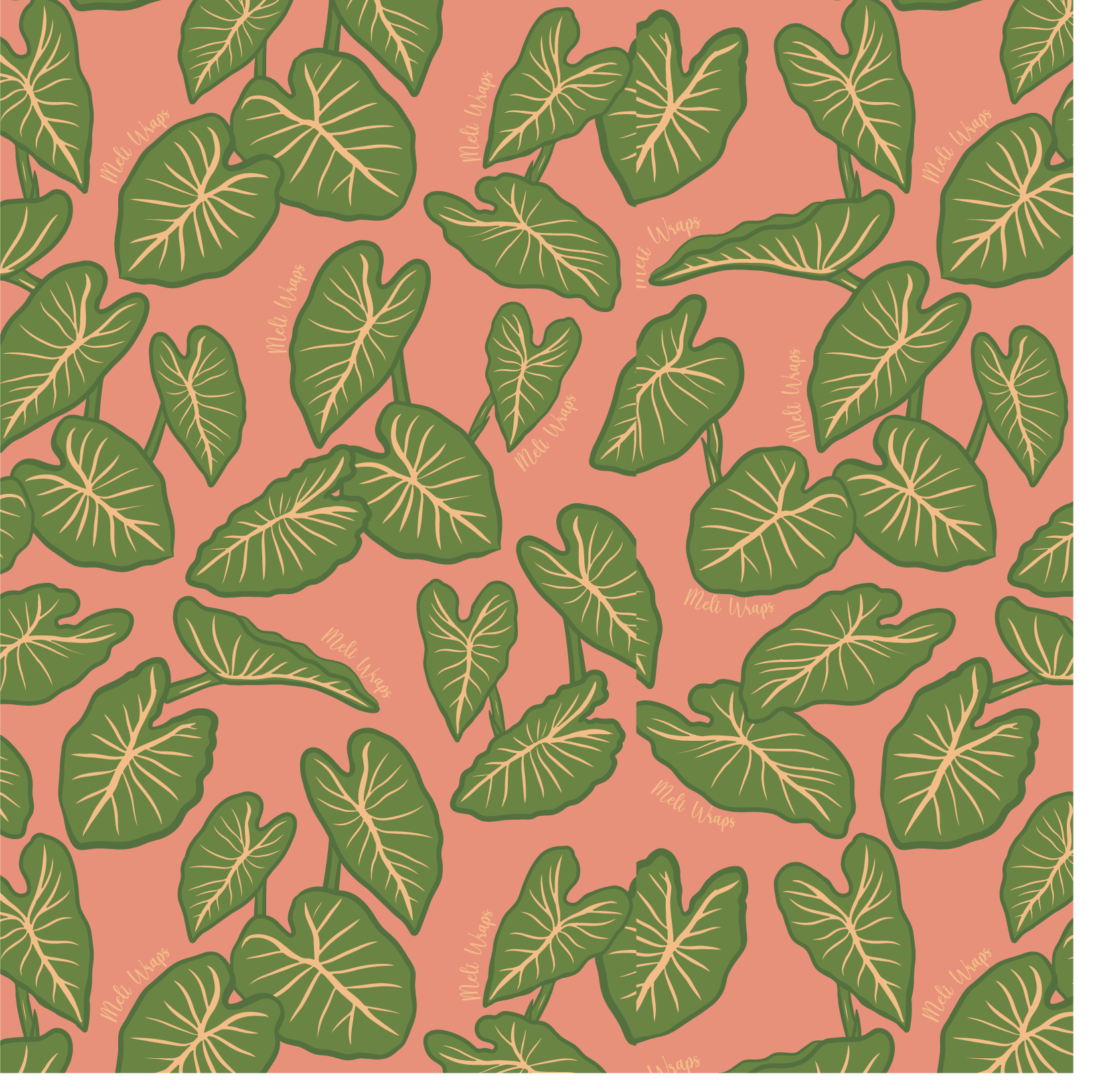 Beeswax Gift Wrap Roll | Reusable as Food Wrap | Hawaiian Taro Leaf Design
