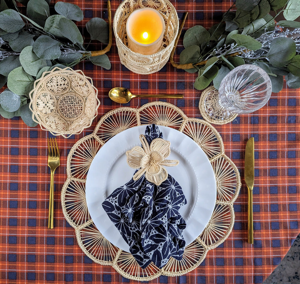 Petal Perfection Handwoven Iraca Palm Placemat | 15"